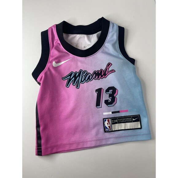 Miami Heat Kids 12 Month Jersey Abedayo 13 Pink Blue Nike NBA - Picture 1 of 3
